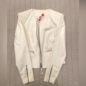 Off Cream zipper blazer- Forever 21
